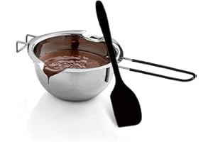 Uhuida 600ml Double Boiler, 304 Stainless Steel Bain Marie, Chocolate Melts Pot with Stirring Spoon, Stove Top Double Boilers