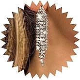 Aneneiceera Vintage Crystal Chain Earrings Gold Tennis Chain Earrings Cz Chandelier Earrings Crystal Tassel Earrings Fringe Crystal Earrings Jewelry for Women and Girls