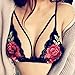 Sikye Women Sexy Lace Embroidered Appliques Floral Bralette Bustier StrappyTop Unpadded Bra (XXL, Black) (M, Black)