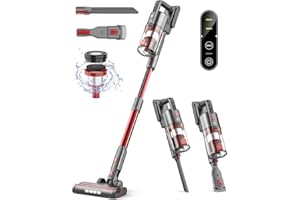 Ljuren Cordless Stick Vacuum Cleaner, 7 in 1 Lightweight Wireless Vacuum with 85,000PRM Motor and 2 Adjustable Modes, Powerful Suction Vacuum Cleaners (Begonia Red)