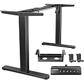 HUANUO Standing Desk Frame with Brushless Motor for Max 75 x 35 inch Tops | 220lbs capacity,4 preset heights,28.3"-46.5" Height Range,Stable Steel Legs,quiet lift,Cable Tray &amp; Dual Hooks,black finish