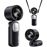 KIMMOO 3-in-1 Portable Handheld Turbo Fan-100 Speeds, 15000 RPM, 10Hrs Cooling, LED Display, 90° Rotation, USB Rechargeable Battery Powered, Mini Foldable Hand Held Personal Fan for Women Men (Black)