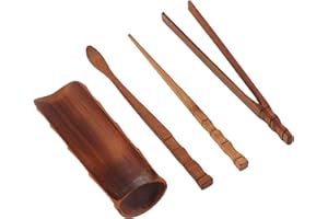 Mumusuki 4-Piece Chinese Gongfu Tea Set, Tea Ceremony Tools Includes Tea Scoop Needle Tongs for Home, Tea House or Zen Meditation