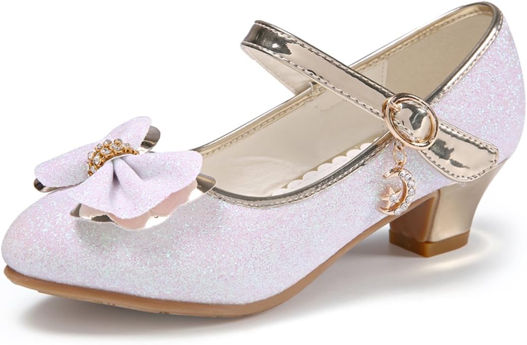 JTENGYAO Baby Girls Princess Shoes Glitter Dance Shoes Buckle Strap High Heels