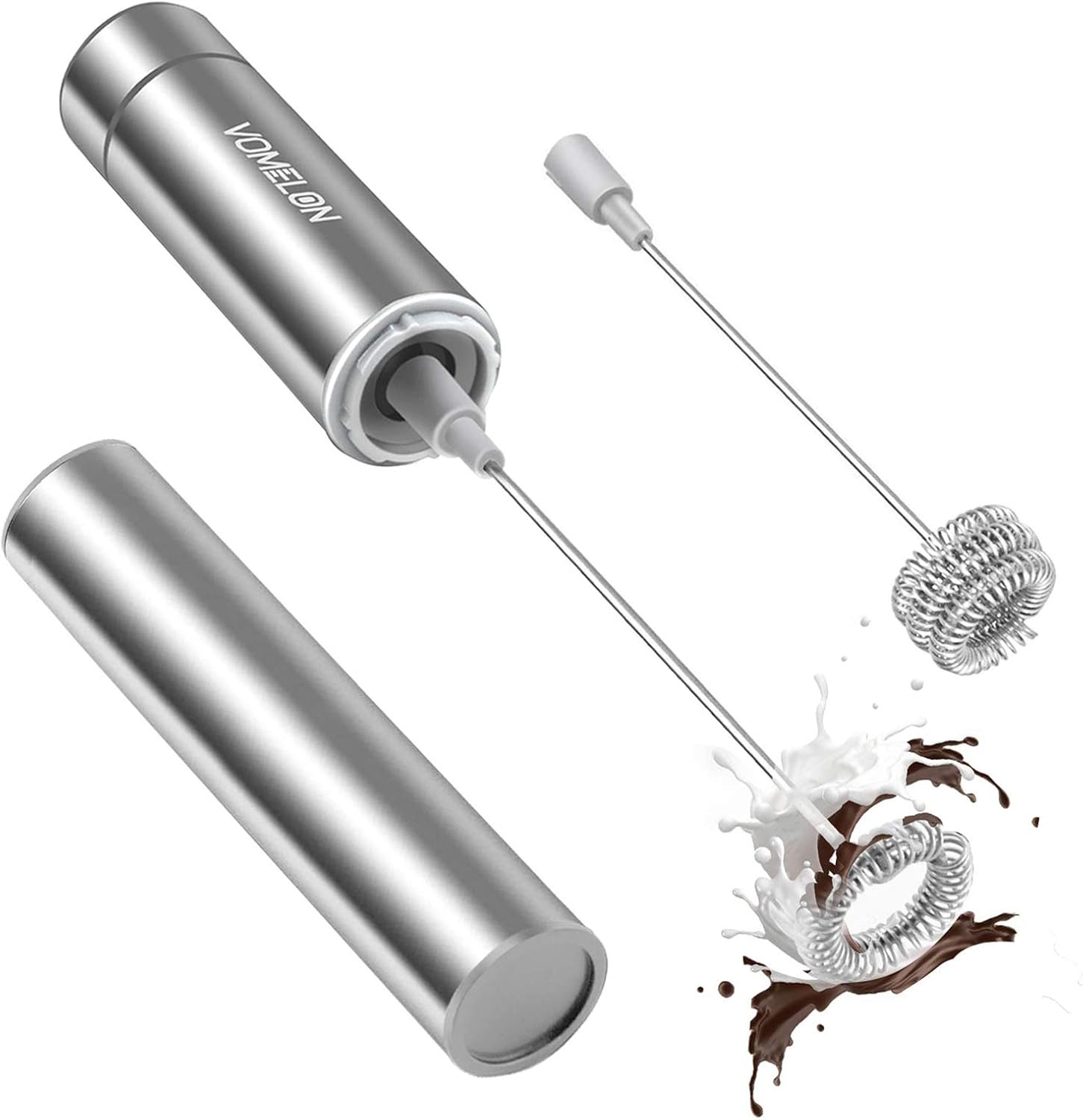Milk Frother Handheld, Battery Operated Travel Coffee Frother Milk Foamer Drink Mixer with 2 Stainless Steel Whisks for Hot Chocolate, Batteries Included, Silver: Arts, Crafts & Sewing