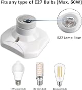 Akynite E27 Screw Light Bulb Socket Holder 60W Ceramic Wall Ceiling 2pcs view 4