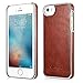iPhone SE Leather Case, Icarercase Vintage Leather Back Cover Snap-on Case with Plastic Inner Shell and Silver-plated Rims Ultra Slim Design for Apple iPhone SE / 5 / 5S (Brown)