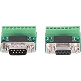DB9 Breakout Terminal Adapter RS232 RS485 to Screw Terminal Block Serial Port Connector Male and Female for Industrial Wiring