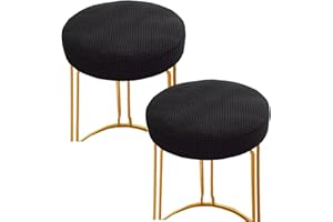 ANWUCHEN Stool Covers Round,2 Pack Stretch Round Bar Stool Covers Elastic Bar Chair Covers Bar Stool Seat Covers Washable Stool Cushion Slipcover for 13-18 Inch Chair(Black)