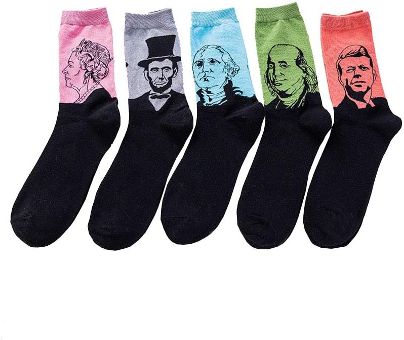 TTD Pack of 4-6 Men/Women's Dress Cool Colorful Fancy Novelty Funny Casual Combed Cotton Crew Socks