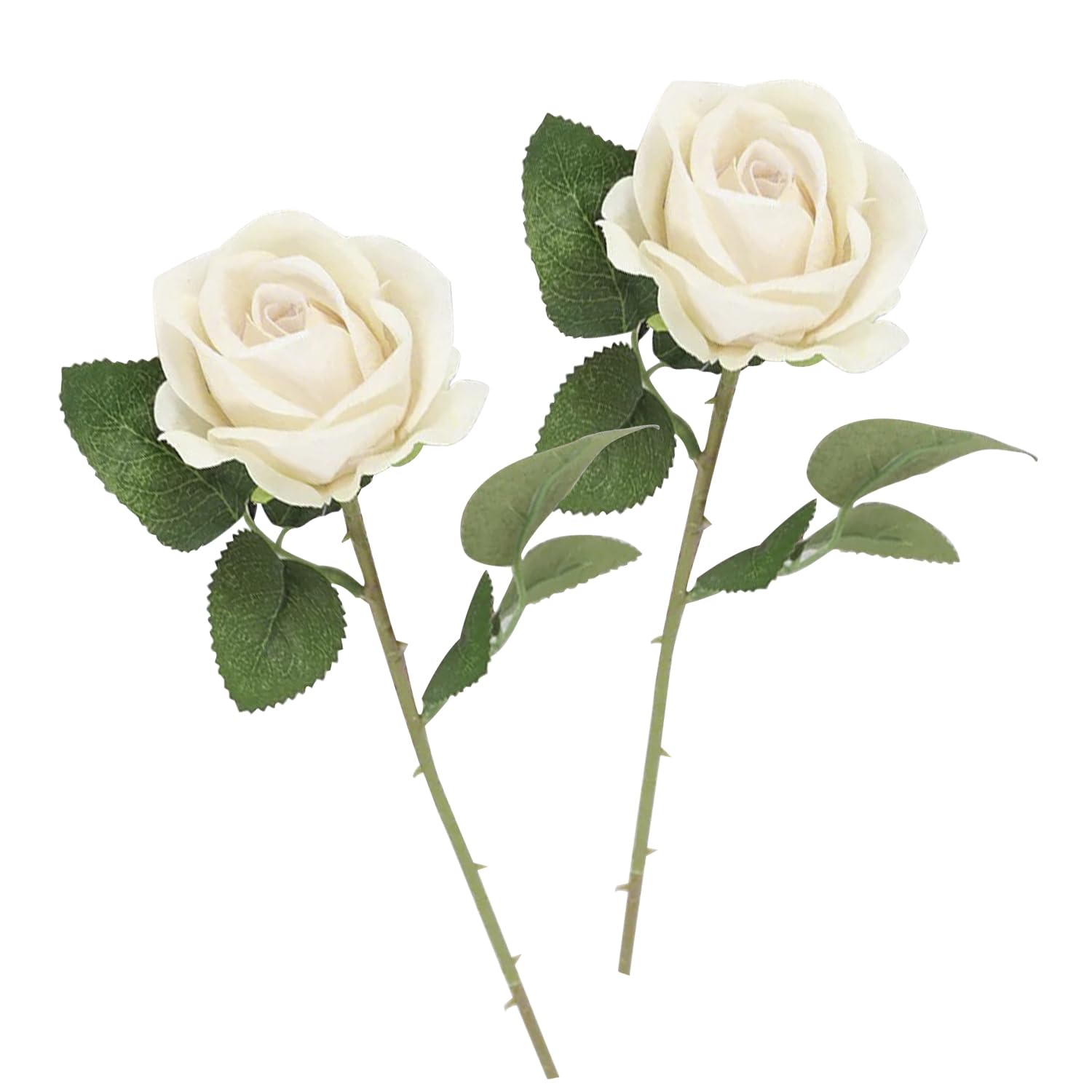 arrderly 2PCS White Artificial Rose Flowers, Artificial Rose with Stem, Artificial Plant,Silk Roses Single Stem Realistic Fake Rose Bouquet for Wedding Bridal Shower Home Garden Decorations