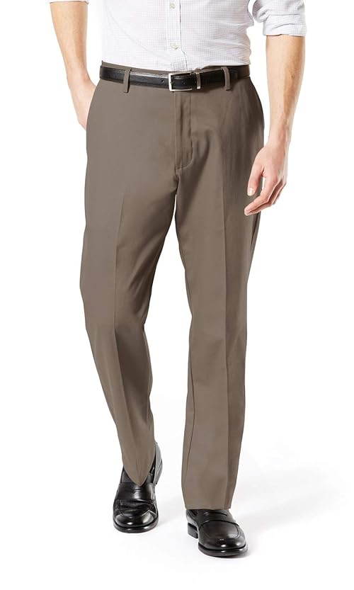 Dockers Men's Classic Fit Signature Khaki Lux Cotton Stretch Pants (Regular and Big & Tall), Dark Pebble, 44W x 30L