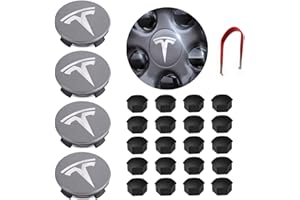 SONNEMOND Tesla Model 3 Wheel Center Hub Cap Kit, Y, S & X Wheel Cap Kit Center Cap Lug Nut Covers (4 Hub Center Caps + 20 Wheel Lug Nut Covers) Grey&Silver Tesla Accessories