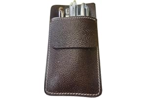 MILITARIA STUFFS Full Grain Leather Pen Pocket Protector for Men, Heavy Duty Shirts, Lab Coats, Holds 6 Pens, Cards and Pointers