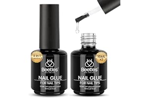 Beetles Gel Polish 9 in 1 Gel Nail Glue for Clear Acrylic Nail Tips 2 Pcs 15ml Long Lasting Nail Gel Kit for False Nails Tips, Base Blooming Nail Gel, U V Light Required, Gift for Women