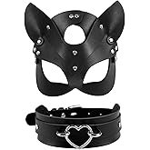 OIDEA Leather Mask Set: Black Choker Mask Set for Women Half Face Masks Adults Cosplay Costume Party Props Accessory