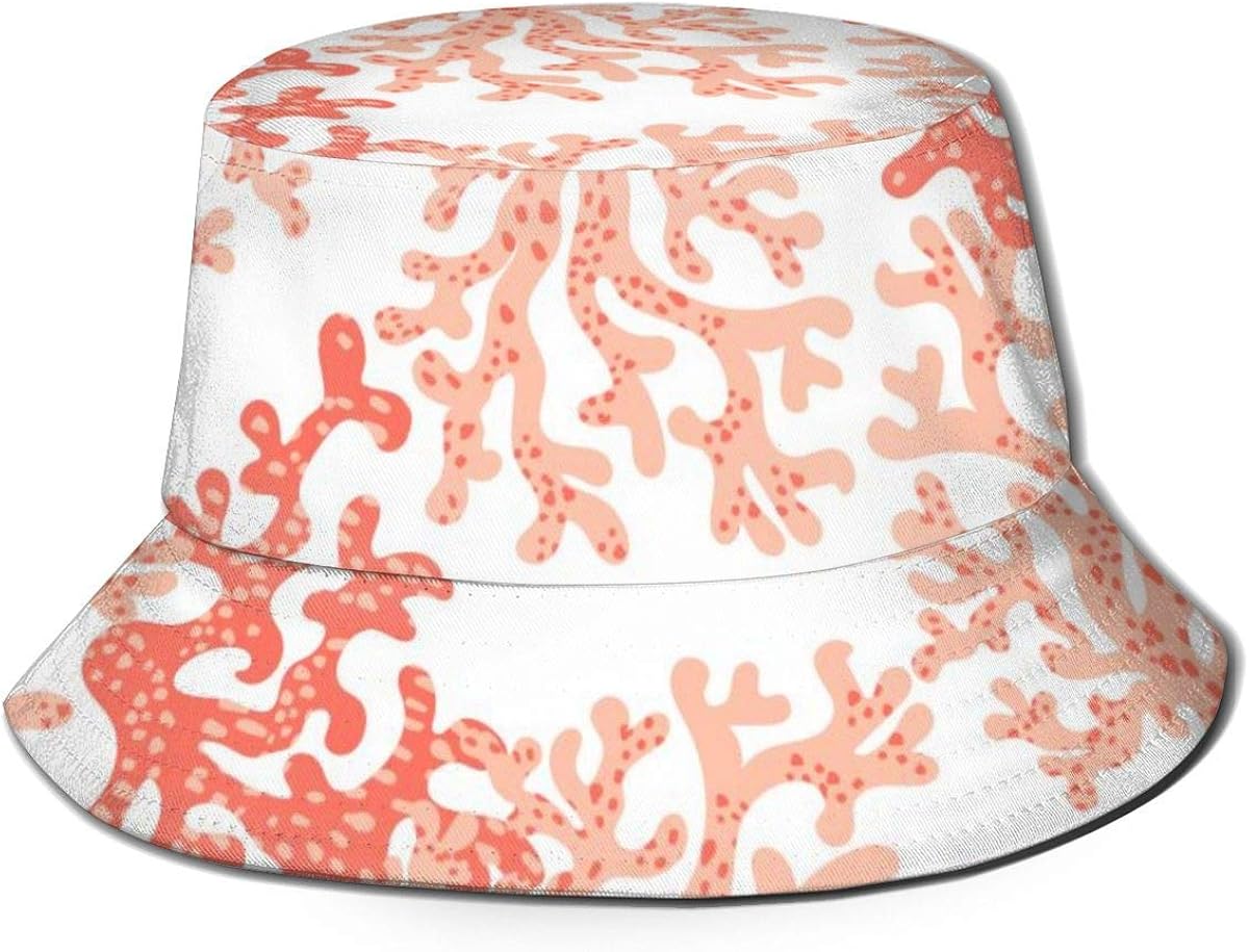Flat top Breathable Bucket hat Unisex Ocean Corals Reef PrintBucket hat