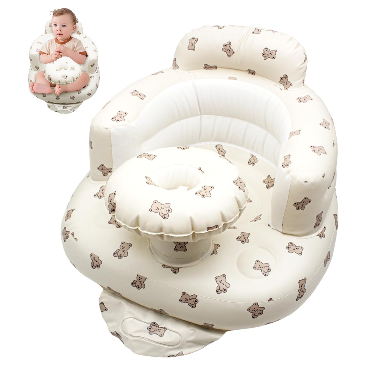 Ryvera Inflatable Baby Chair - Built-in Air Pump, Ideal for 3-36 Months Old, Portable & Comfortable Seating for Home and Travel