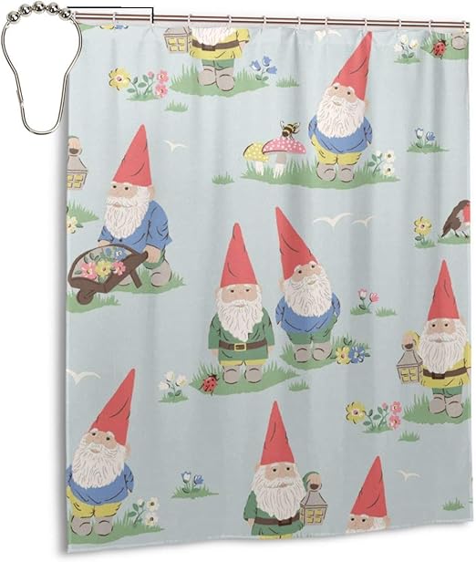Amazon Com Mansantubazhu Garden Gnome Wallpapers Custom Waterproof Bath Shower Curtain Polyester Fabric Bathroom Curtain Decor Set With Hooks 60 X 72 Home Kitchen