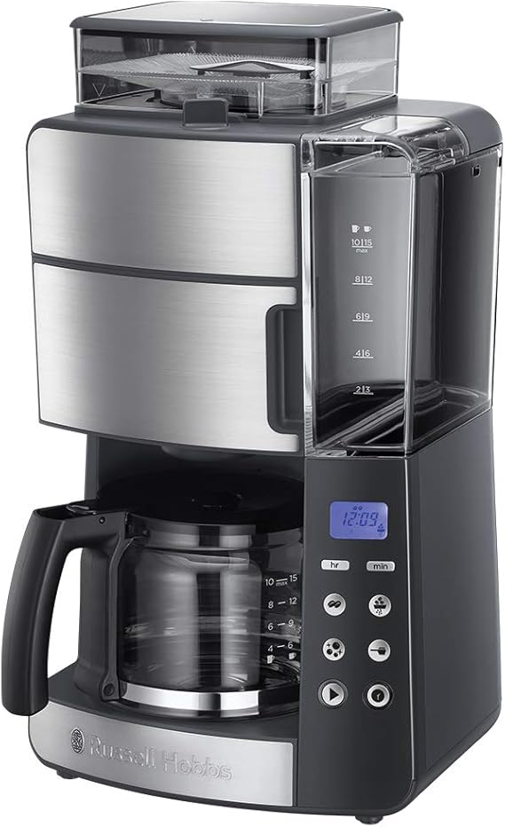 Russell Hobbs Grind & Brew 2561056 Coffee Machine with Grinder, Glass