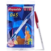 Reynolds 045 Ball Pen SET - 10 RED PENS WITH COMFORTABLE GRIP |RED BALL PENS FOR WRITING | PEN FOR STUDENTS &amp; OFFICE STATIONERY | 0.7 mm TIP SIZE