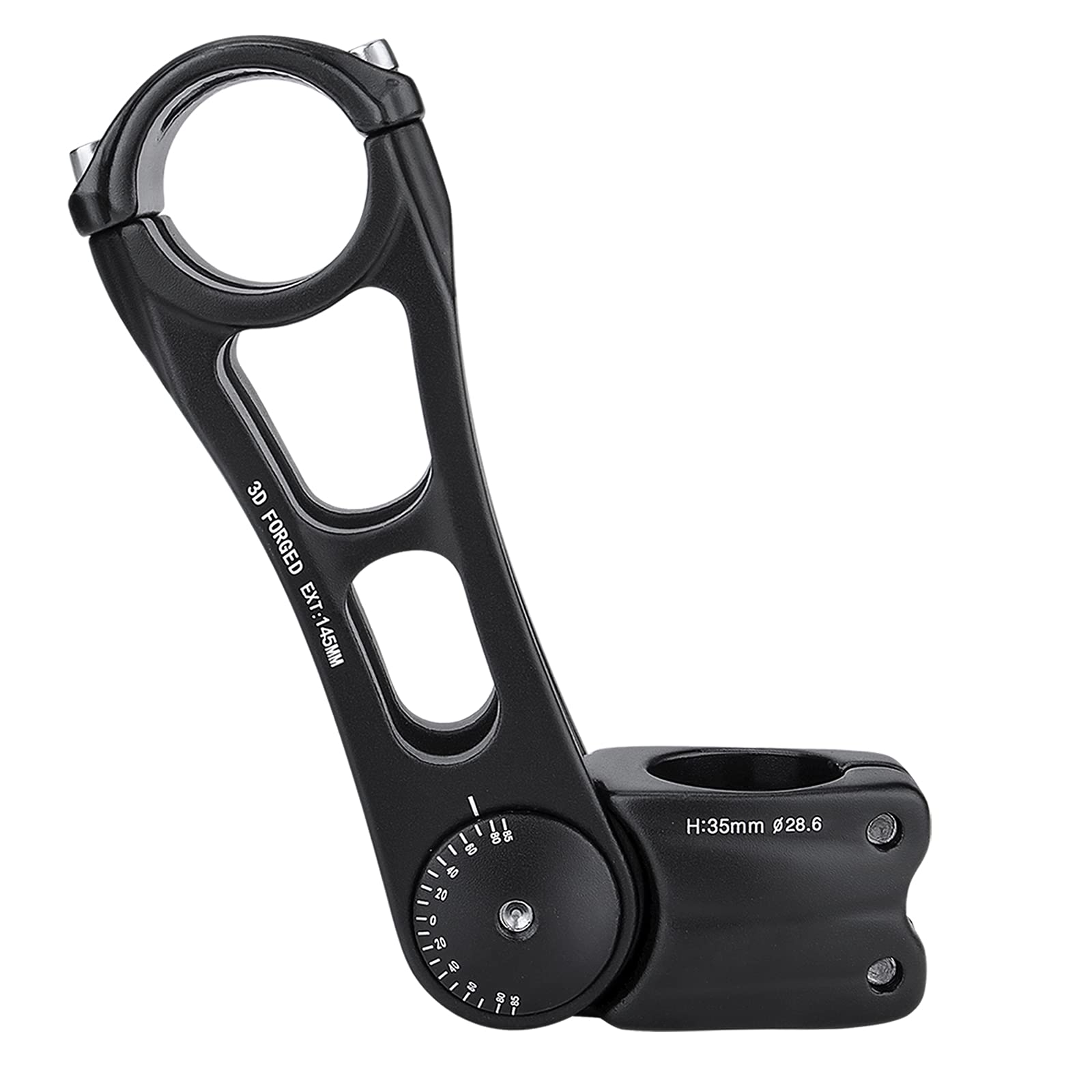 Photo 1 of CXWXC Adjustable MTB Stem 31.8mm 70 Degree - 90/110/145mm Bike Stem Riser for Handlebar - Aluminum Alloy Mountain Bike Handlebar Riser Extender for MTB Road City Bike Bicycle (31.8 x 145mm)