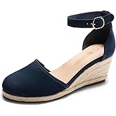 DREAM PAIRS Women's Espadrilles Closed Toe Ankle Strap Dressy Platform Wedge Sandals