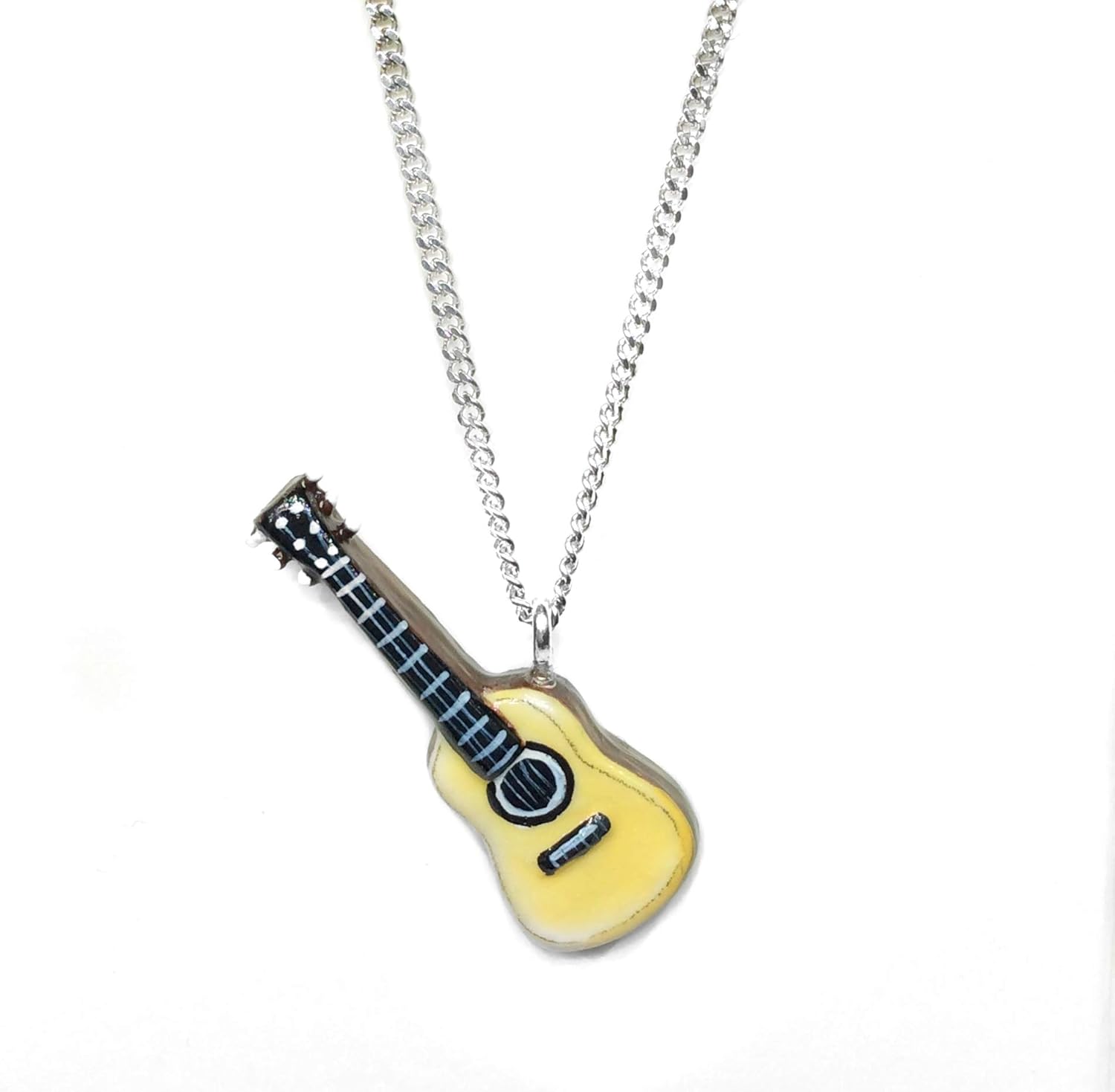 Tiny Guitar Charm Pendant Handmade porcelain charms Charms