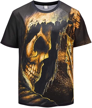 Mr.1991INC \u0026 Miss.GO DX806012 Camiseta 3D para Hombres y Mujeres, Tops de Cuello Redondo y Manga Corta, Camisetas Casuales Unisex 3D, Camiseta con Calavera: Amazon.es: Ropa y accesorios
