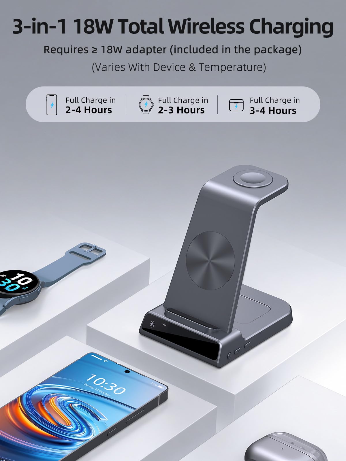 Wireless Charger für Samsung Ladestation für Galaxy S26 Ultra, Induktive Ladestation für Samsung Galaxy Watch Ultra/8/7/6, Kabelloses Ladegerät für Galaxy S26+/S25/S24/Z Flip 7/Z Fold 6,Galaxy Buds 7