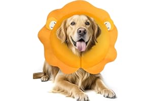 MIDOG Dog Cone Collar for Large Medium Dogs, Soft Inflatable Dog Cone Alternative After Surgery, Adjustable Protective Recovery Cone - Alternative E Collar Does Not Block Vision (Lion,XL)