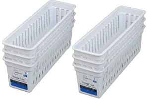 FRIENDSHIP SHOP Mainstays Slim Plastic Storage Trays Baskets in White- Set of 6