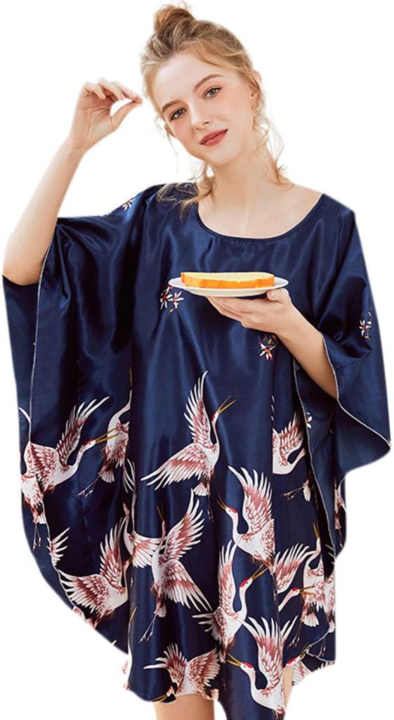 Women's Nightdresses Satin Pyjama Sets Robe Long Sleeve V-Neck Nightwear Imitation Silk Tops and Bottoms Sleepwear