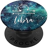 Libra - Cool Aqua Astrological Horoscope Zodiac Sign PopSockets Adhesive PopGrip