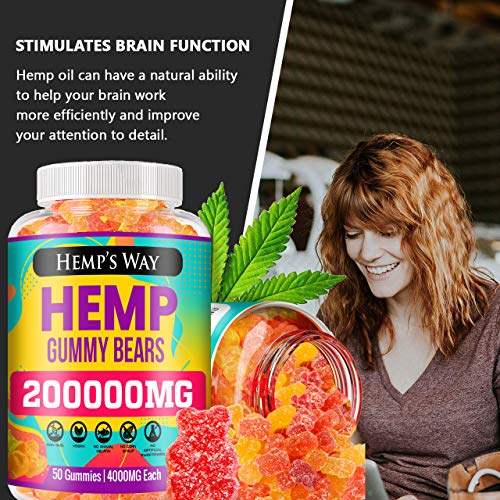 Hemp Gummies 200,000mg, Stress, Insomnia & Anxiety Relief Made in