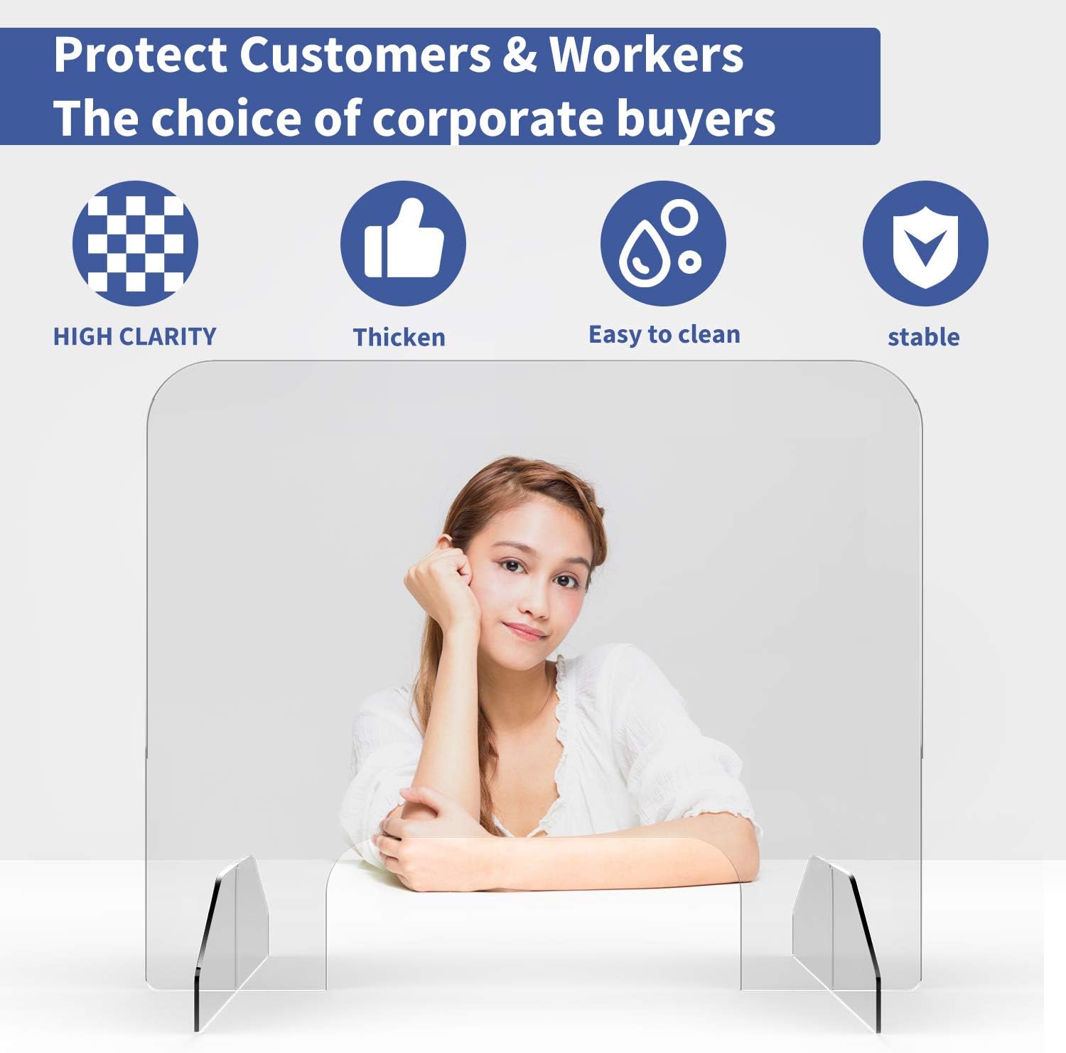 E-Sovinia Perspex Screen Sneeze Guard for Counter,82 * 68.5cm Clear ...