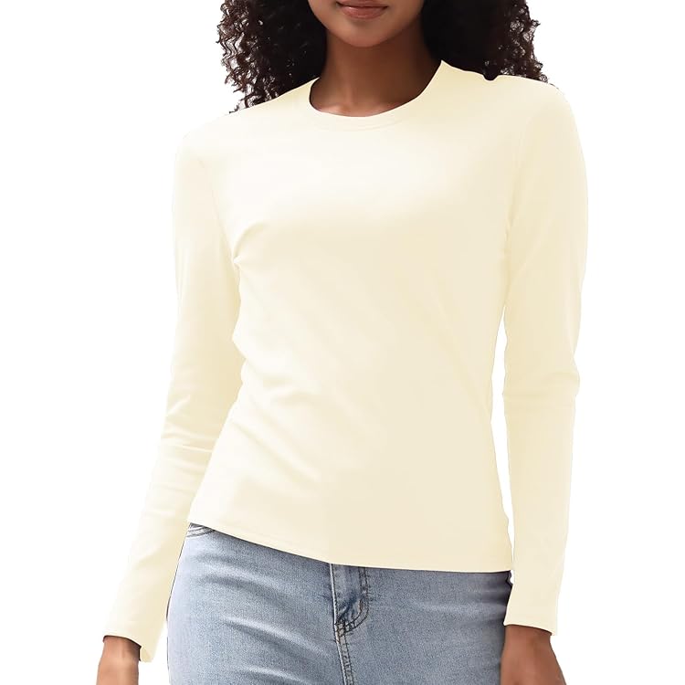 Brix Women's Long Sleeve Tee - Crewneck Cotton T-Shirt Tagless