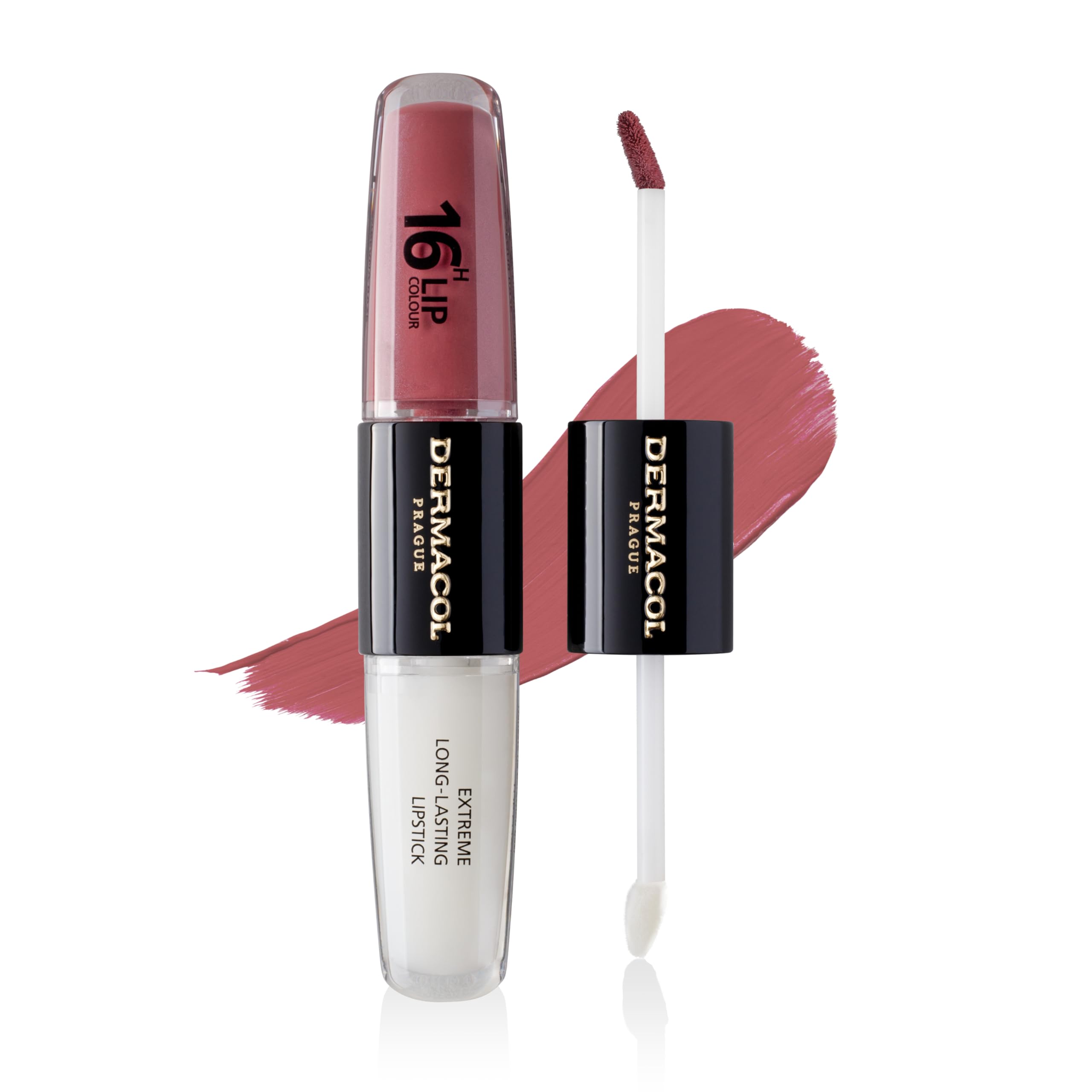 NEW Dermacol - 16-Hour Lip Colour, Highly Pigmented Glossy Lip Stain, Two-Phase Lip Plumper Gloss, Kissproof Lip Makeup Products with Matte and Glitter Finish, n.12