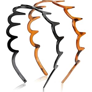 IJPDDRXYN 2-Pack Zigzag Headbands for Women, U-Shaped Hair Comb Headbands | Slick-Back Style Hair Accessories with Secure Gri