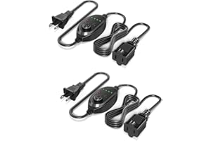 TobeBright Plug in Dimmer Switch, MAX 200W Timer for Outdoor String Lights, IP44 Slide Control, Dimmable Light Switch for Lamp, LED, Halogen, 6.56FT Extension Lamp Cord, 2 Pack