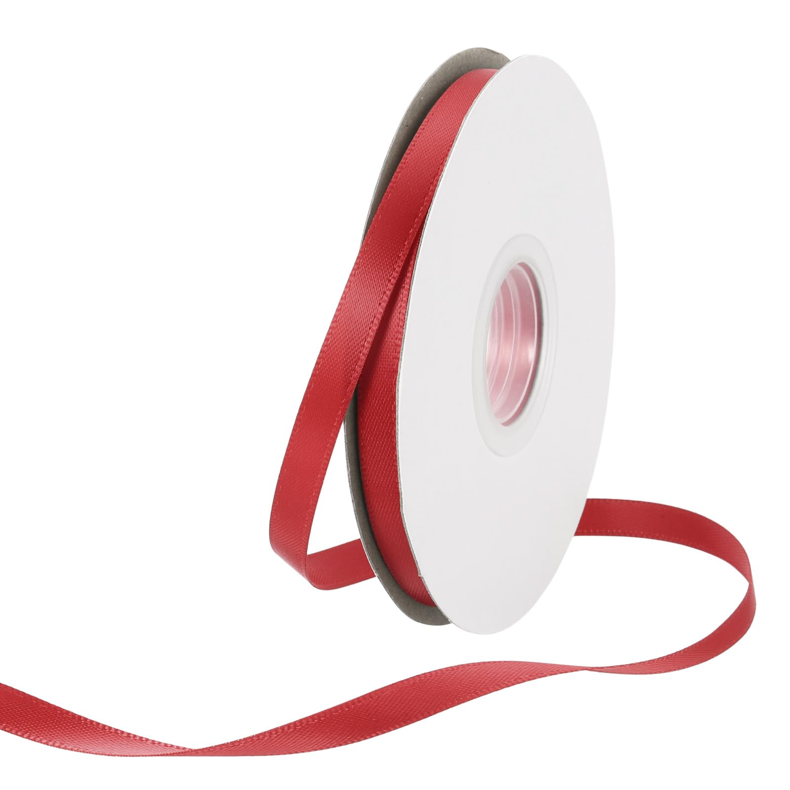 Rebower 6mm Satin Ribbon 46m Thick Double Face Grosgrain Silk Ribbon, [for Gift Wrapping, Hair Bows, Wedding, Cake, Flower] - 50 Yard/150ft/ Bright Red — image 1