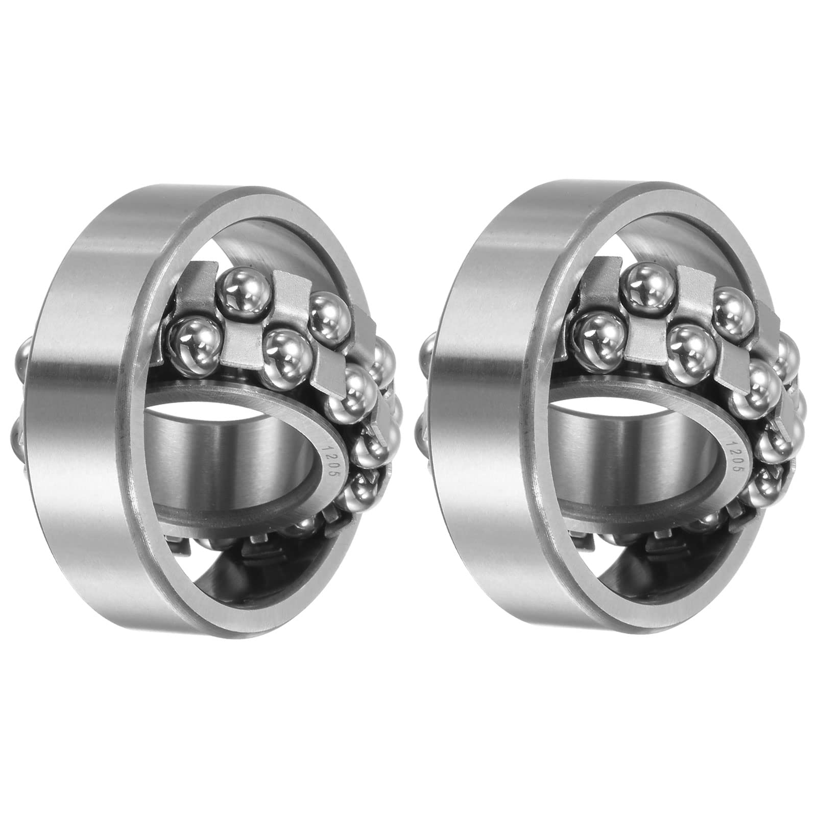 Photo 1 of uxcell 1205 Self-Aligning Ball Bearings 25mm Bore 52mm OD 15mm Thickness Double Row Open Type Chrome Steel 2pcs
