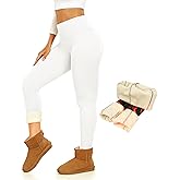 Thermal Thick Fleece Lined Leggings -High Waisted Warm Winter Yoga Pants for Women Running Workout Leggings D-White