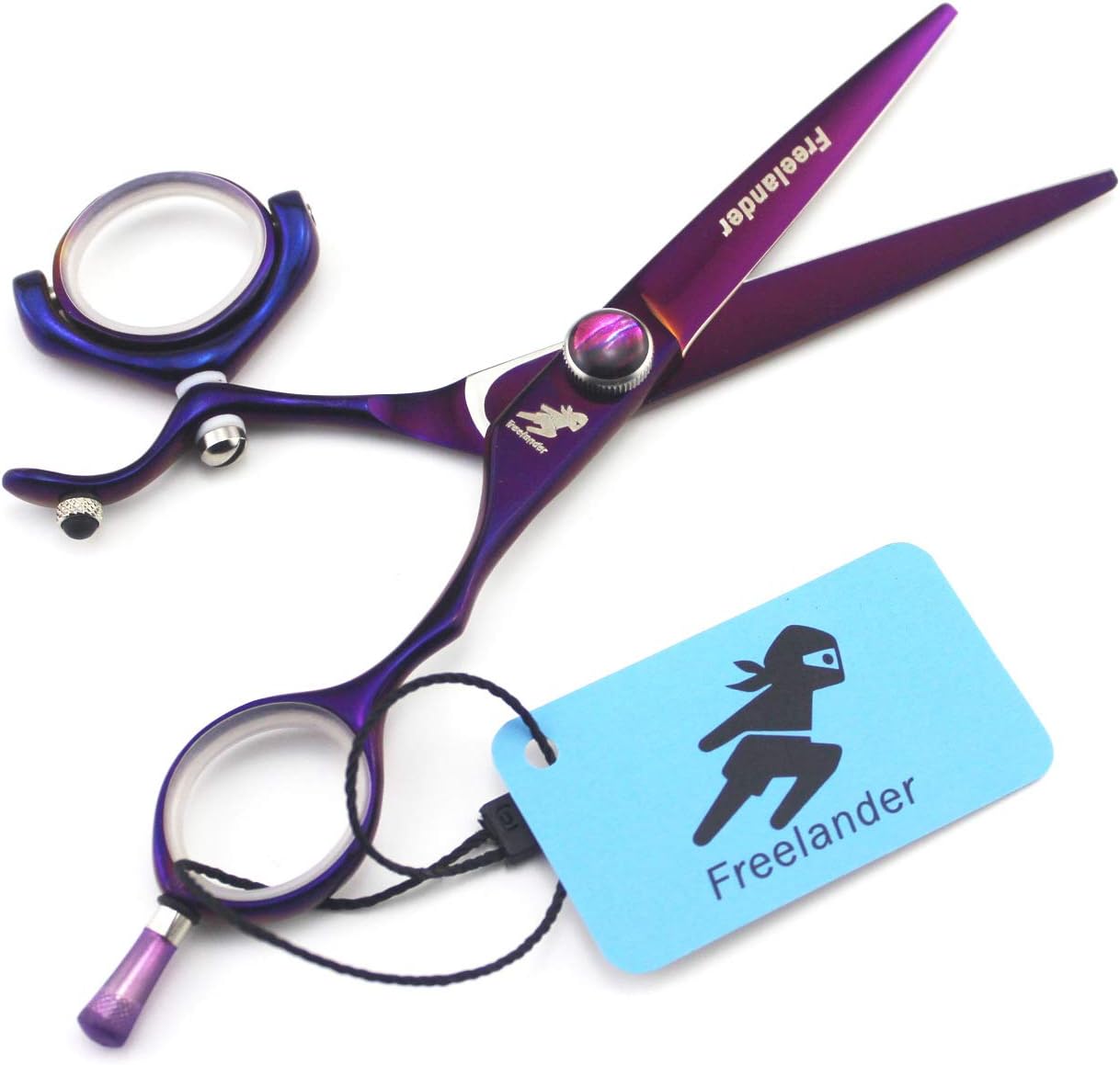 Japan 360 Degree Swivel Thumb Hair Cutting Scissors Barber Shears with Bag for Professional Hair Scissors Set Hairdresser 5.5 Inch
