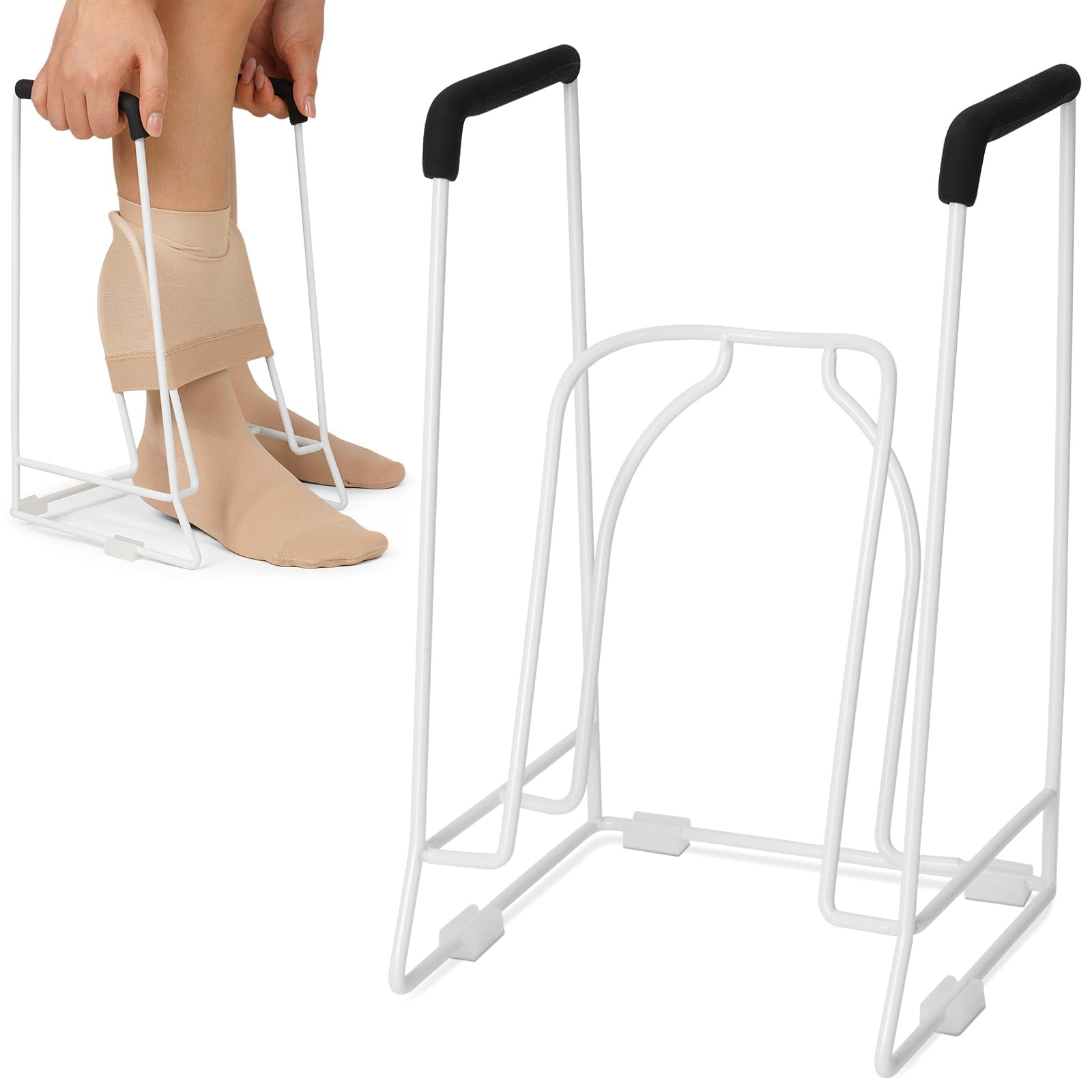 Photo 1 of Stocking Donner – Adaptive Dressing Aid for Compression Socks, Large Sock Aid Tool for Calves 18–20", Easy Socks Helper for Seniors, Fits JOBST, SB SOX, CHARMKING, FITRELL, Bluemaple, COOLOVER – White