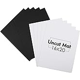 Mat Board Center, Pack of 10 16x20 Uncut Matte Boards, White and Black Backing Mat Boards for Prints, Frames, Photos, Crafts