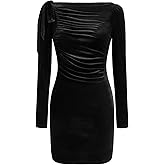 CIDER Velvet Mini Dress Women's Long Sleeve Bodycon Ruched Party Dress