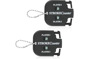 PEUTIER 2pcs Golf Stroke Counter, Mini Golf Ball Shot Clicker Counter Black Golf Score Keeper Swing Scoreboard Accessories with Dial Reset Tool Key Chain for Different Kinds of Competitions and Games