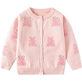 Girl's Cardigan Long Sleeve Winter Heart Colorful Rainbow Button Up Knit Sweater Coat for Kids Girl 2-7 Years