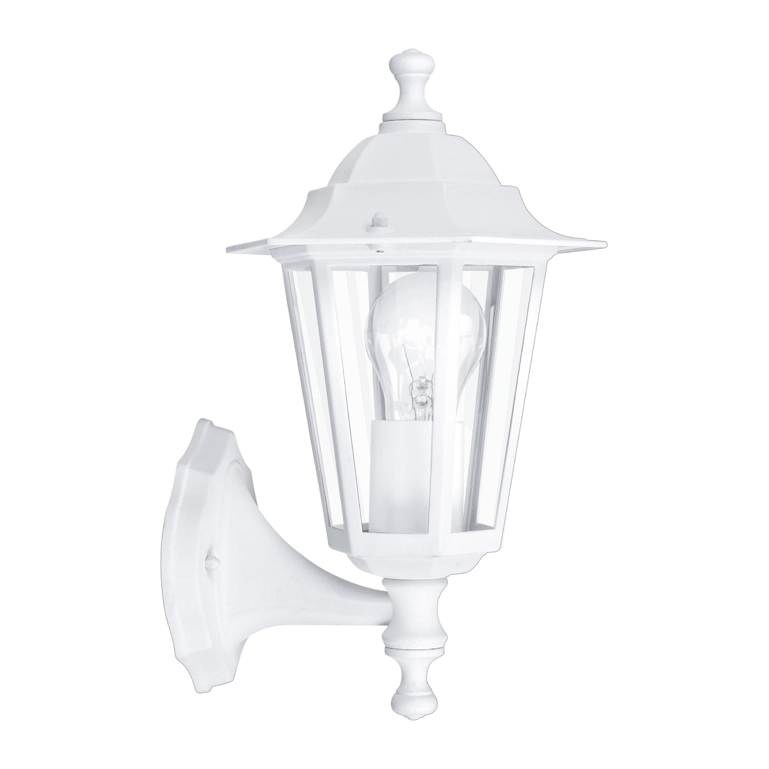 Eglo Laterna 5 Outdoor Wall Lamp, White Cast Aluminium and Glass Exterior Lantern Light, E27 Socket, IP44